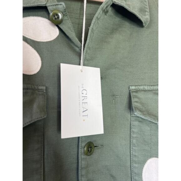 NWT The Great. Ultimate Cool Girl Utility Vintage Army Daisy Applique Jacket - Picture 4 of 8